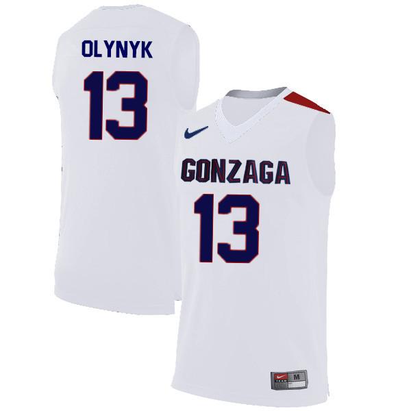 Men #13 Kelly Olynyk Gonzaga Bulldogs College Basketball Jerseys-White